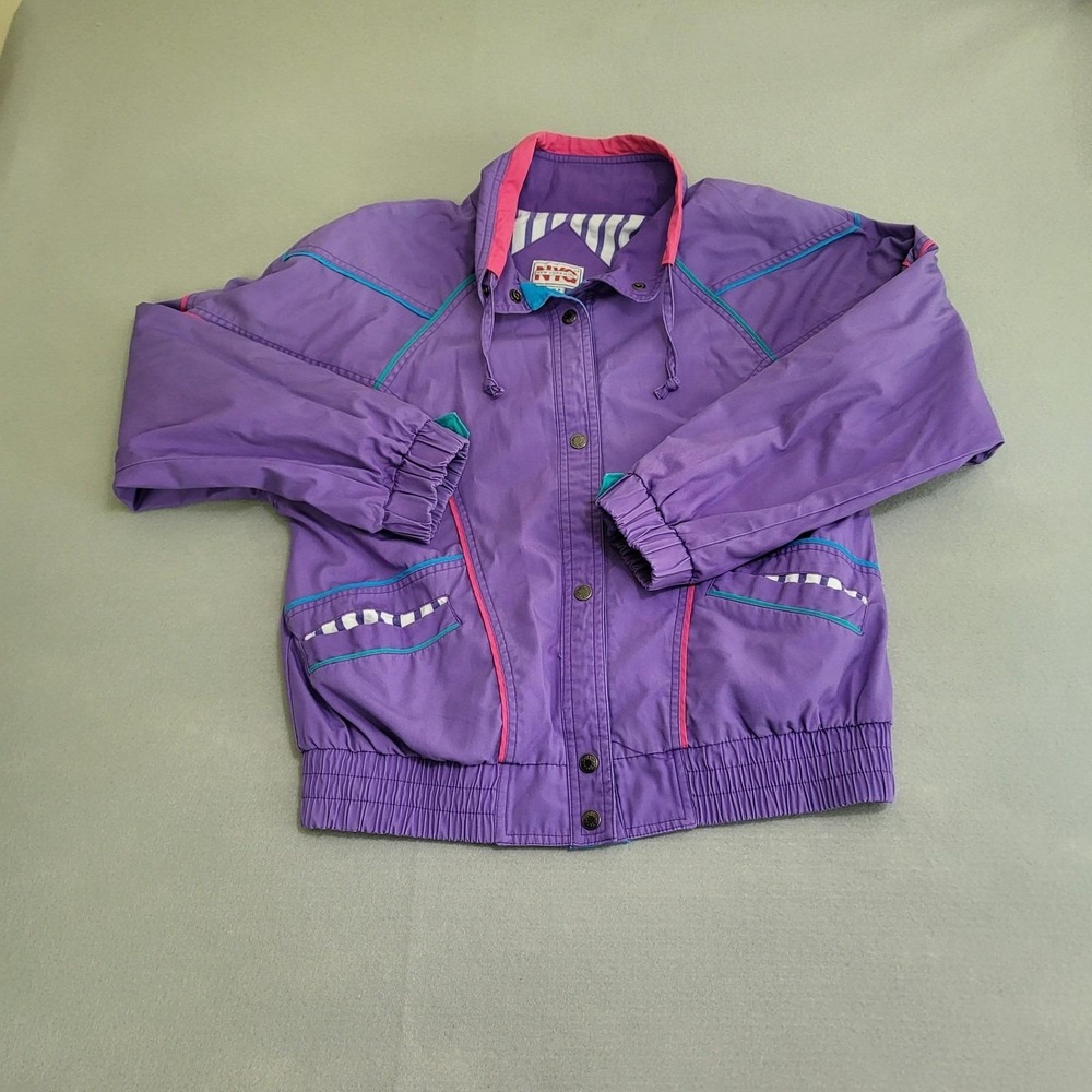VTG Colorblock Full Snap Jacket Women's Size M Colorful
